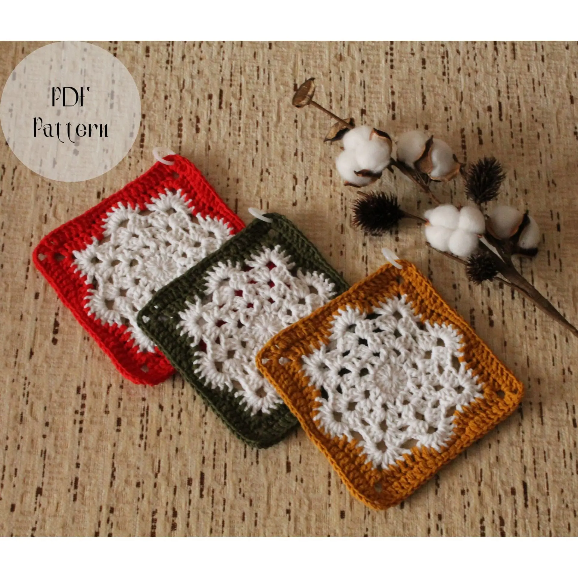 Crochet pattern potholder, Hot pad, Snowflake pattern 6 Crochet pattern potholder, Hot pad, Snowflake pattern - Image 6