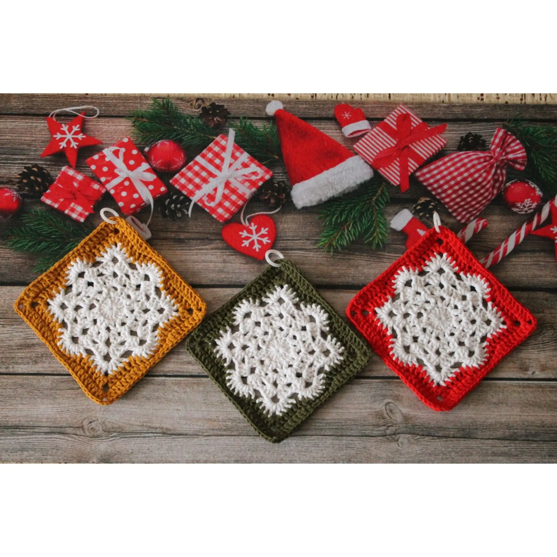 Crochet pattern potholder, Hot pad, Snowflake pattern 8 Crochet pattern potholder, Hot pad, Snowflake pattern - Image 8