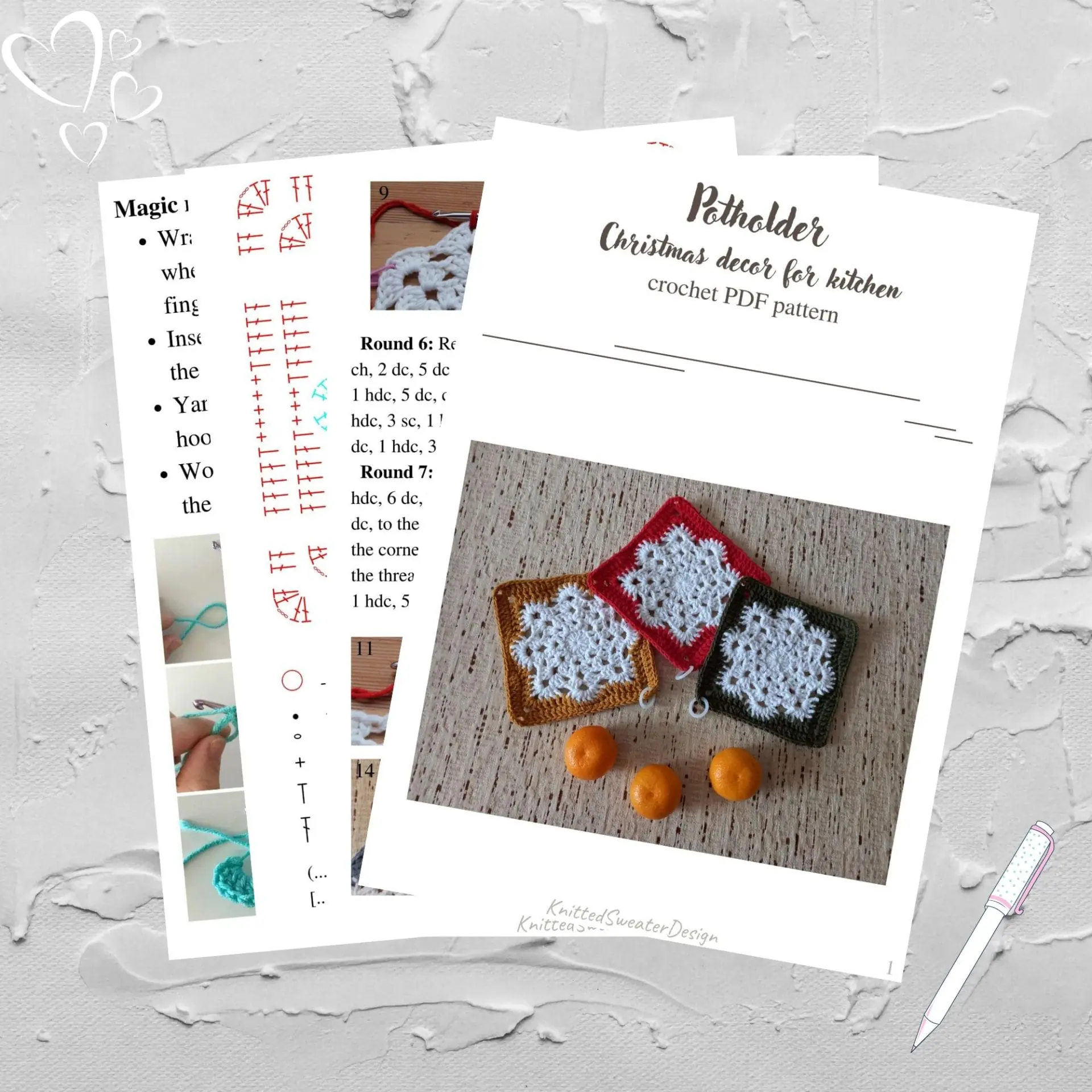 Crochet pattern potholder, Hot pad, Snowflake pattern 9 Crochet pattern potholder, Hot pad, Snowflake pattern - Image 9