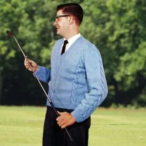 Mans or ladies v-neck pullover, vintage knitting pattern, pdf