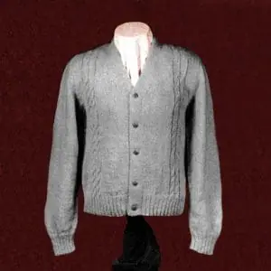 Button down cardigan for man, vintage knitting pattern, V-neck
