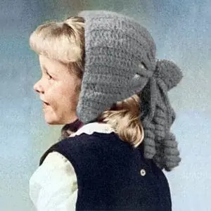Pony tail hat in crochet, vintage pattern, for girl, kinder, pdf