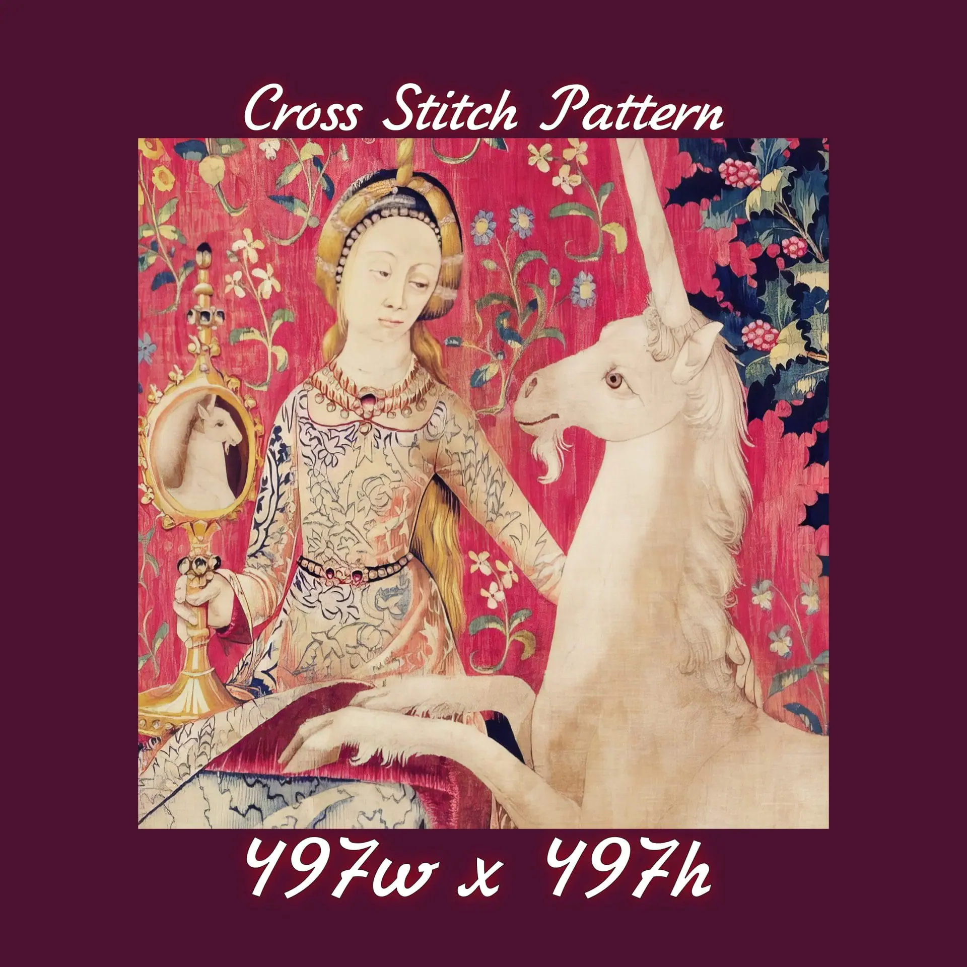 Vintage Cross Stitch Pattern The Lady with the Unicorn 11 497