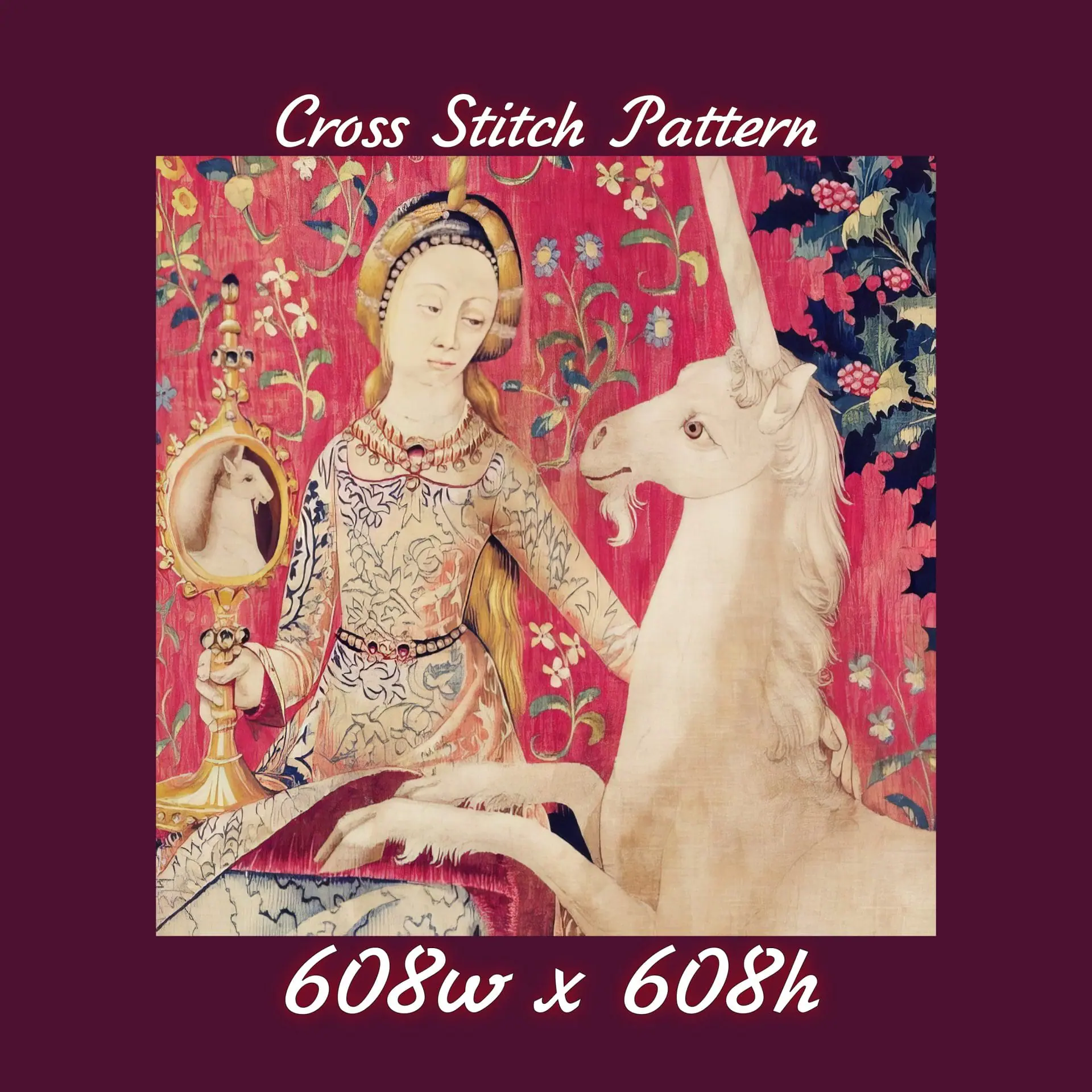 Vintage Cross Stitch Pattern The Lady with the Unicorn 11 608