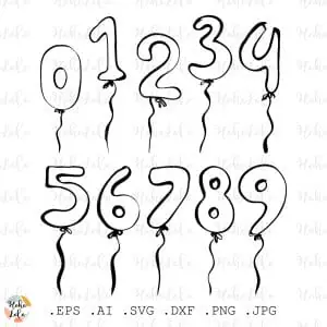 Balloons Numbers Svg Cricut Stencil Templates Dxf