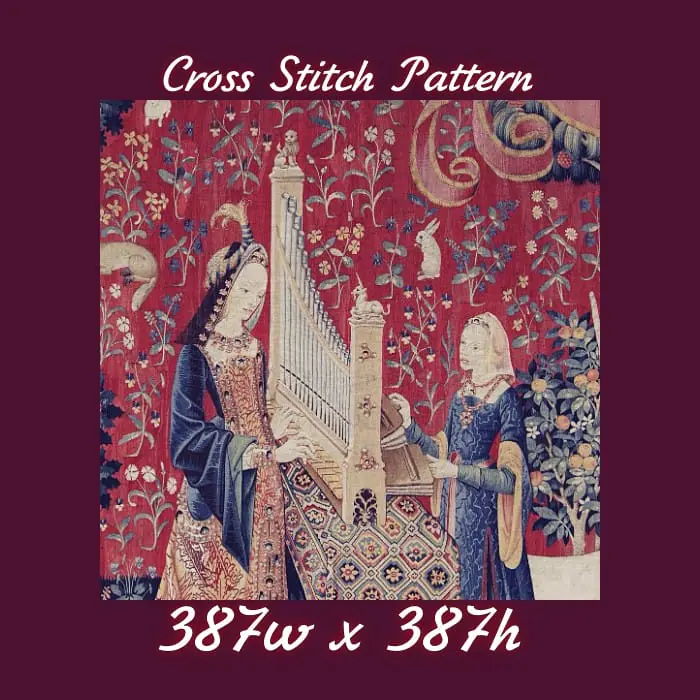 Vintage Cross Stitch Pattern The Lady with the Unicorn 12 387