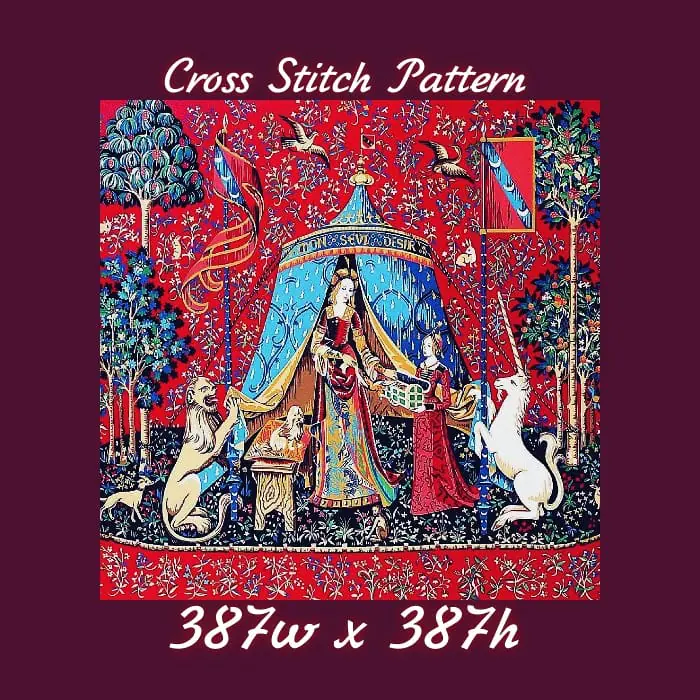 Vintage Cross Stitch Pattern The Lady with the Unicorn 16 387