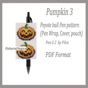 Pumpkin 3 bead patterns Pumpkin bead cover pen Pumpkin bead pen wraps Beading patterns Bead peyote pattern Olegirabeadpatterns
