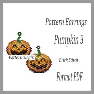 Pumpkin 3 Earrings bead pattern Pumpkin bead pattern Beading pattern Halloween bead pattern Beading Olegirabeadpatterns