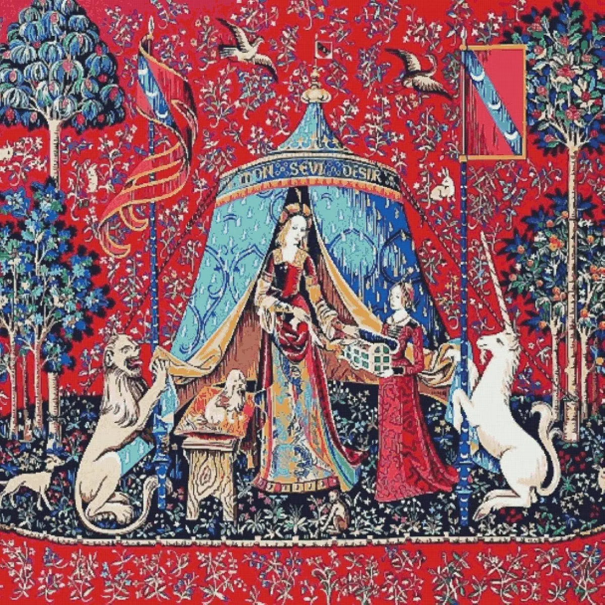 Vintage Cross Stitch Pattern The Lady with the Unicorn 16 608 3 Vintage Cross Stitch Pattern The Lady with the Unicorn 16 608 - Image 3