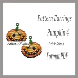 Pumpkin 4 Earrings bead pattern Pumpkin bead pattern Beading pattern Halloween bead pattern Beading Olegirabeadpatterns