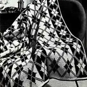 Vintage Crochet Pattern Afghan Plaid Granada