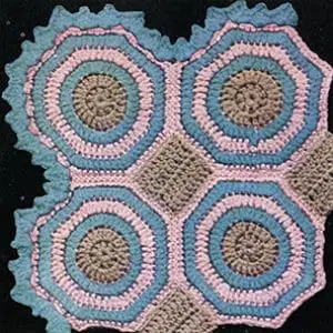 Vintage Crochet Pattern Afghan Plaid Flagstone