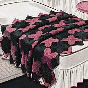 Vintage Crochet Pattern Afghan Plaid Caprice