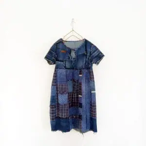 Boho style denim Dress recycled jeans shirts