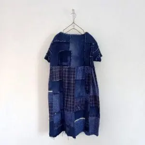 Boho style denim Dress recycled jeans shirts