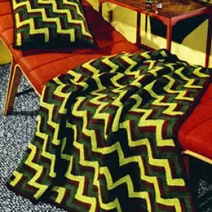 Vintage Crochet Pattern Afghan Plaid Jacobs Ladder