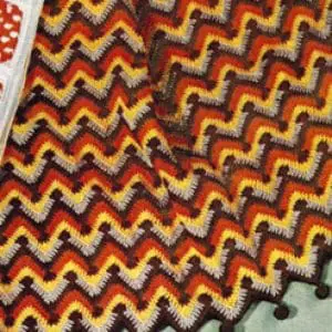 Vintage Crochet Pattern Afghan Plaid Chevron