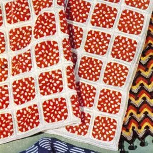 Vintage Crochet Pattern Afghan Plaid Polka Dot