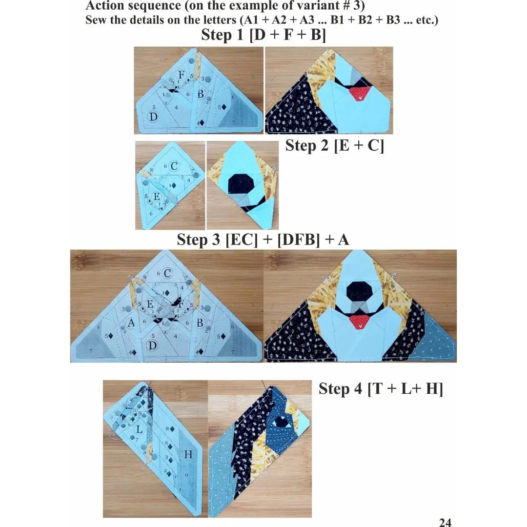 Australian shepherd quilt block patterns 4 versions 3 Australian shepherd quilt block patterns 4 versions - Image 3