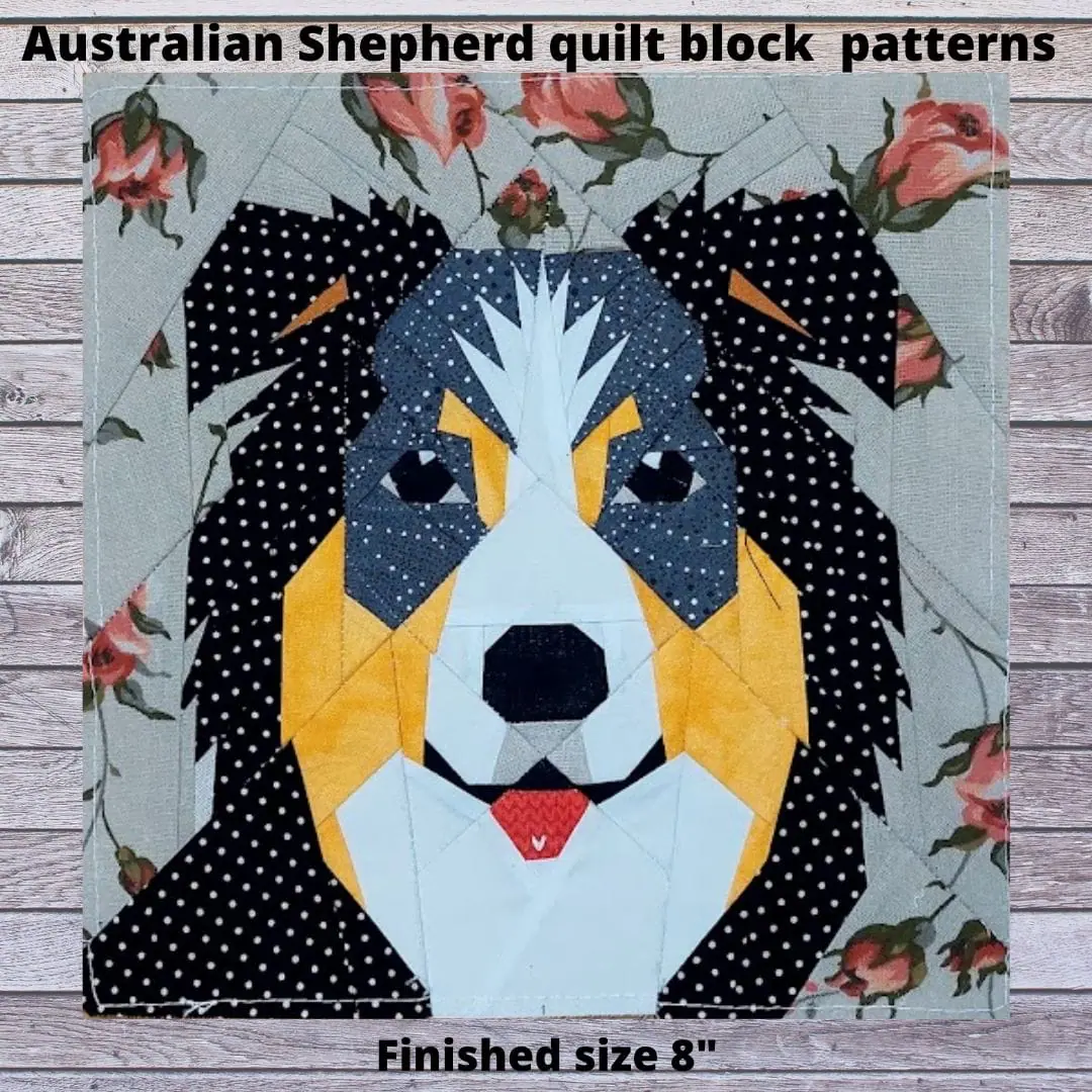 Australian shepherd quilt block patterns 4 versions 1 Australian shepherd quilt