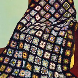 Vintage Crochet Pattern Afghan Plaid Granny