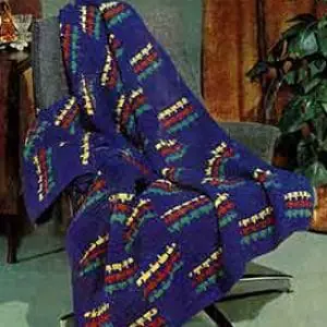 Vintage Crochet Pattern Afghan Plaid Sheridan Square