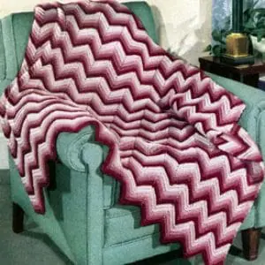 Vintage Crochet Pattern Afghan Plaid Chevron