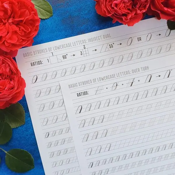 Copperplate calligraphy style 2.0 Lowercase letters Printable PDF ...