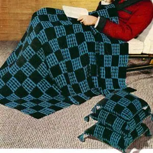 Vintage Crochet Pattern Afghan Plaid Checkmate