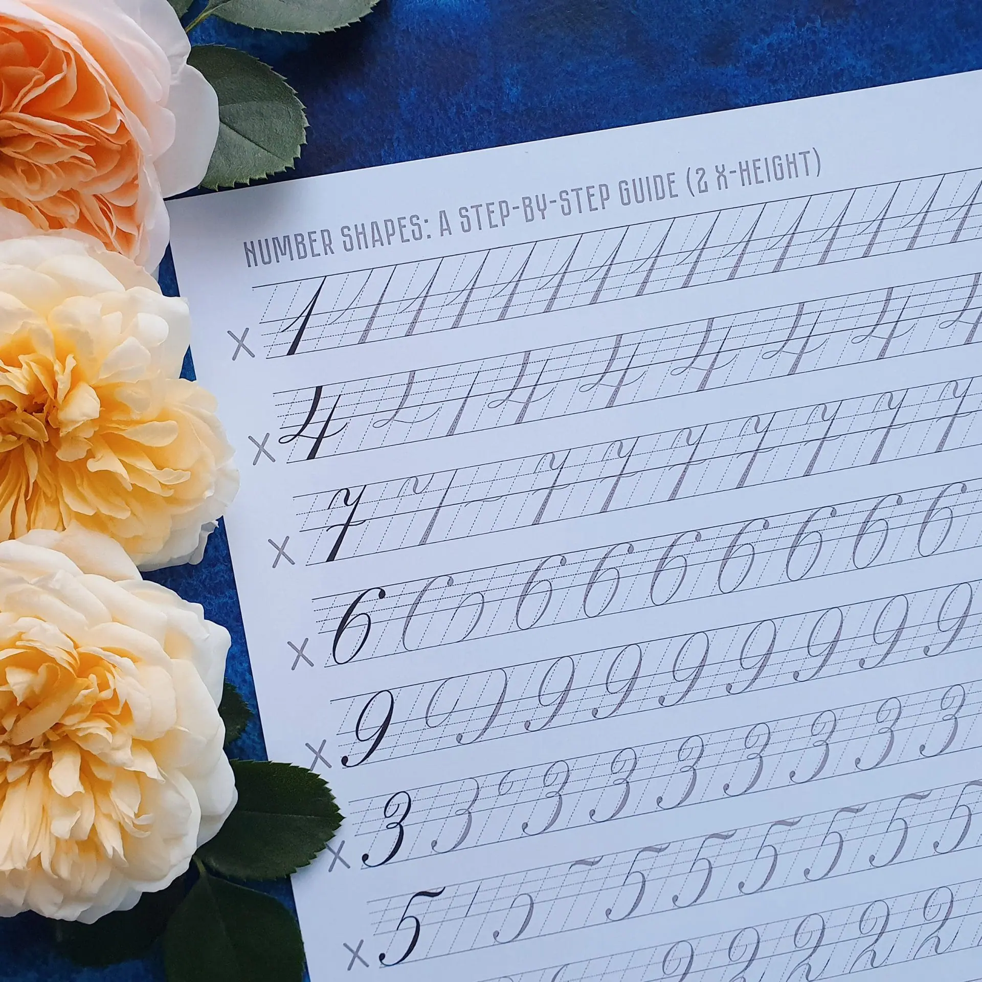 Copperplate calligraphy style 2.0 Numbers and Symbols PDF - Crealandia, image size:1920x1920