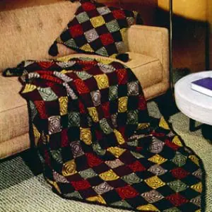 Vintage Crochet Pattern Afghan Plaid Patchwork
