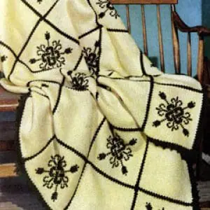 Vintage Crochet Pattern Afghan Plaid Fireside Formality