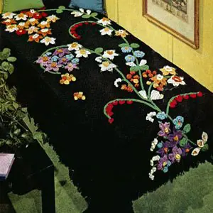 Vintage Crochet Pattern Afghan Plaid Flower Fountain