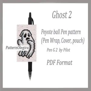 Ghost 2bead pattern Ghost bead cover pen Ghost pen wraps Halloween bead pattern Halloween bead cover pen Beading Olegirabeadpatterns