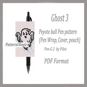 Ghost 3 bead pattern Ghost bead cover pen Ghost pen wraps Halloween bead pattern Halloween bead cover pen Beading Olegirabeadpatterns