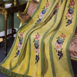 Vintage Crochet Pattern Afghan Plaid Roses in Bloom
