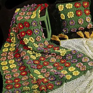 Vintage Crochet Pattern Afghan Plaid Flower Garden