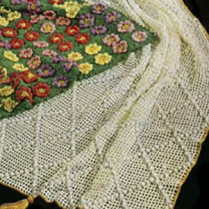 Vintage Crochet Pattern Afghan Plaid Mesh Diamond