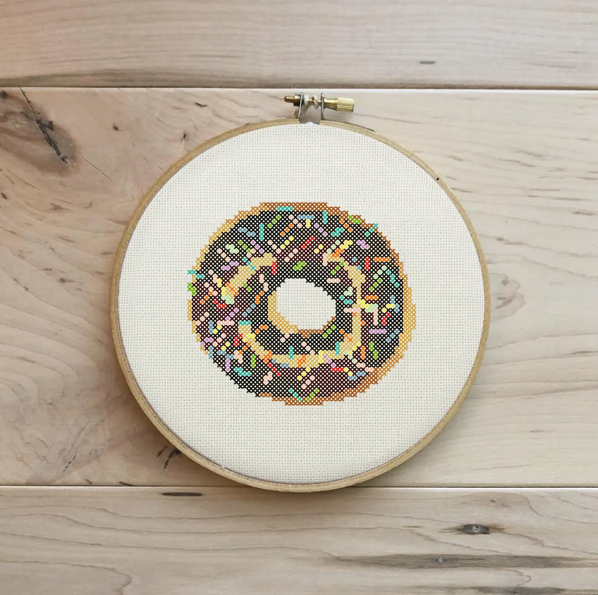 Chocolate frosted donut cross stitch pattern PDF