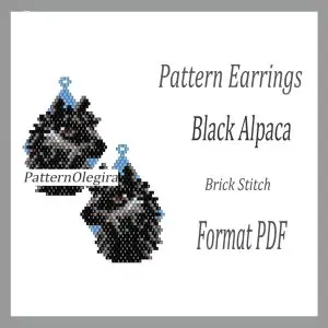 Black Alpaca Earrings bead pattern Black Alpaca bead pattern Beading pattern Olegirabeadpatterns