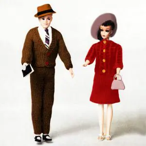Knitted clothes for barbie and ken, knitting vintage pattern, pdf