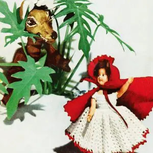 Vintage crochet pattern, red riding hood, clothes for doll, pdf