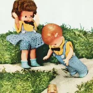 Clothing Jack & Jill for doll, crochet vintage pattern pdf, easy