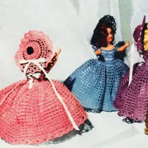 Bridesmaid dress for doll, vintage crochet pattern pdf, clothes