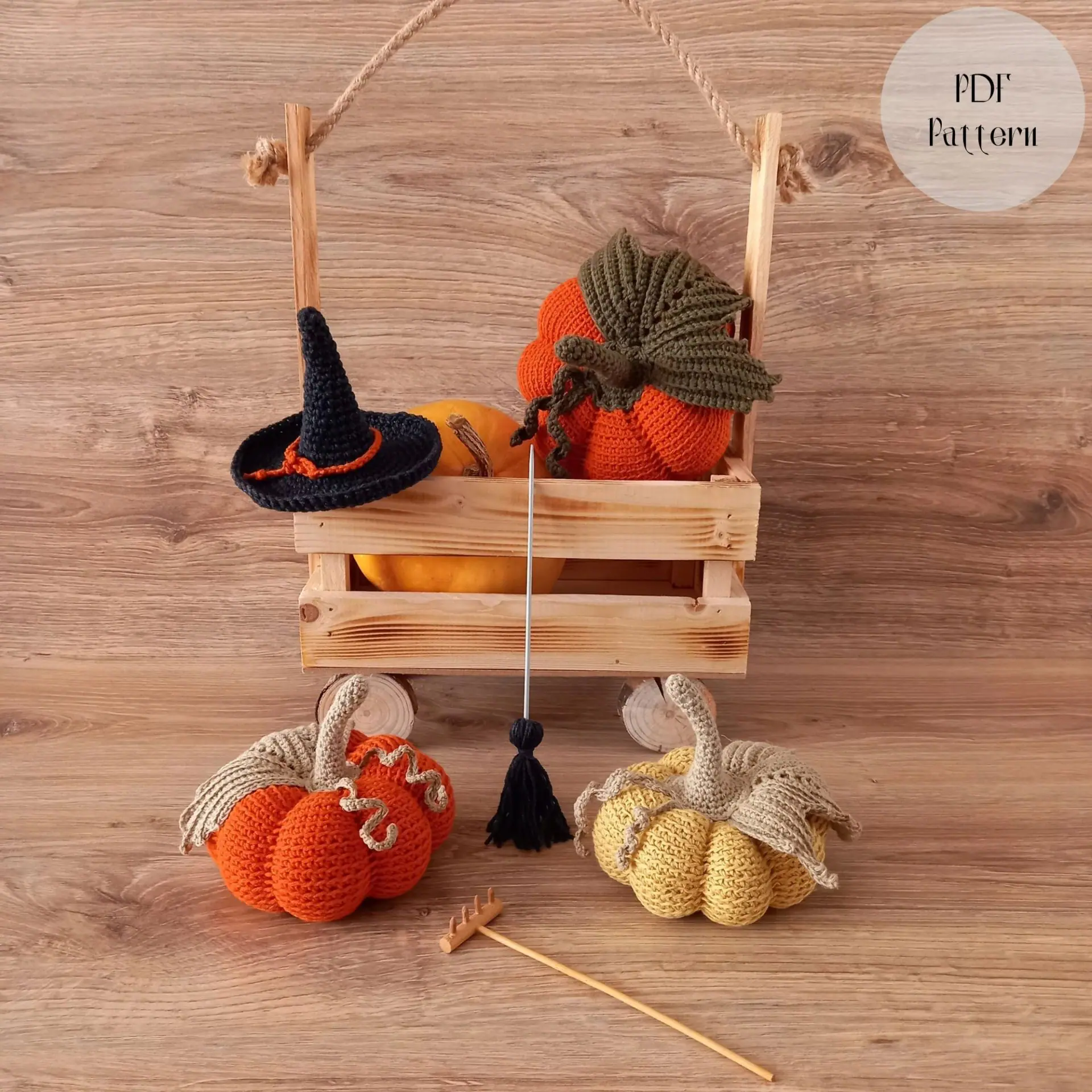 Pumpkin crochet pattern in 2 sizes, Witch Hat, Halloween gift 4 Pumpkin crochet pattern in 2 sizes, Witch Hat, Halloween gift - Image 4