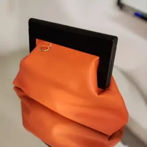 Bag for women, genuine Leather, with wooden handles