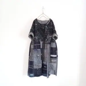 Boho Black denim Dress recycled jeans shirts