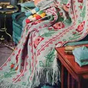 Vintage Crochet Pattern Afghan Plaid American Rose