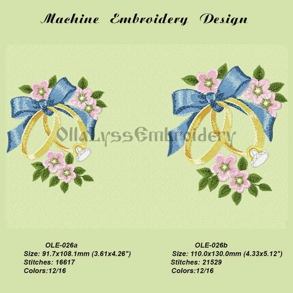Wedding rings embroidery design 2 Wedding rings embroidery design